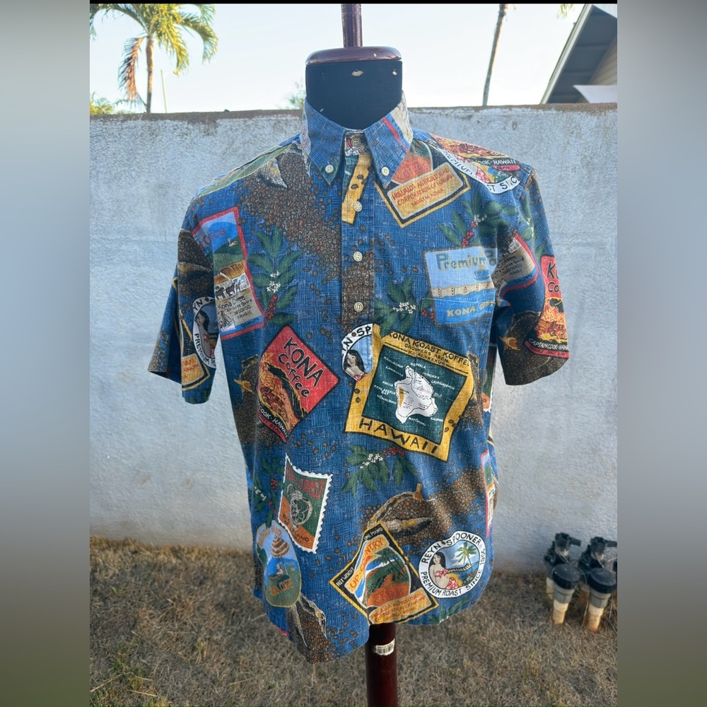 PreOwned Reyn Spooner Multicolored Hawaiian Print 3/4 Button Men's Small